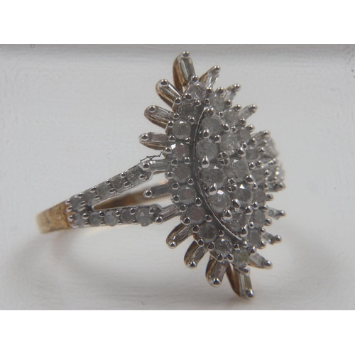 18 - 9ct gold diamond-set cocktail ring, totalling 0.75cts, 2.9g, size L/M. UK P&P Group 0 (£6+VAT for th... 