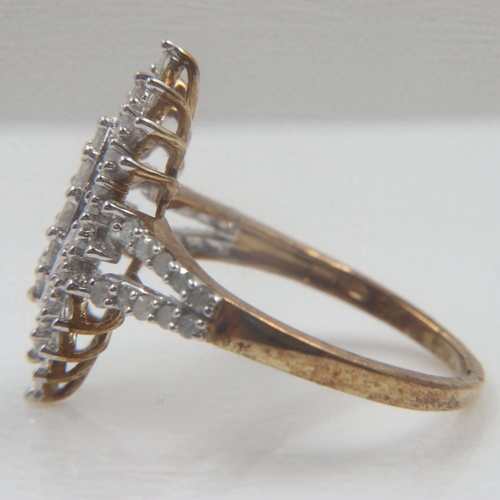 18 - 9ct gold diamond-set cocktail ring, totalling 0.75cts, 2.9g, size L/M. UK P&P Group 0 (£6+VAT for th... 