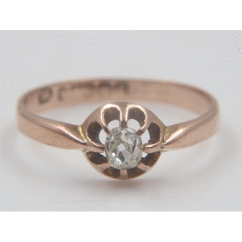 21 - 19th century old-cut diamond set solitaire ring in 9ct rose gold claw setting, 1.9g, size R/S. UK P&... 