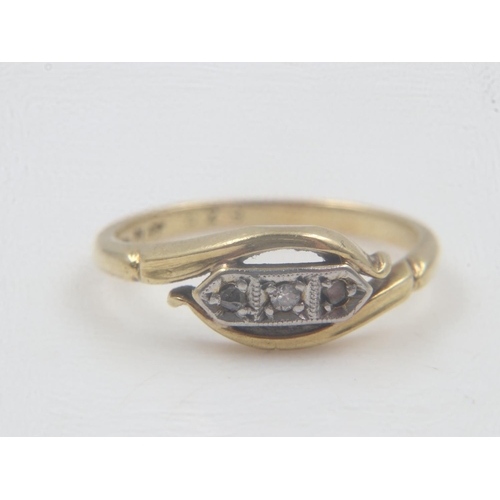 34 - 18ct gold platinum mounted three diamond ring, size K, 2.4g. UK P&P Group 0 (£6+VAT for the first lo... 