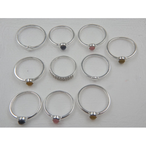 41 - Ten mixed silver rings, some set with stones, various sizes. UK P&P Group 0 (£6+VAT for the first lo... 