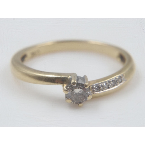 5 - 18ct gold diamond set solitaire ring, asymmetric, with diamond set shoulder, size N/O, 2.5.g. UK P&P... 