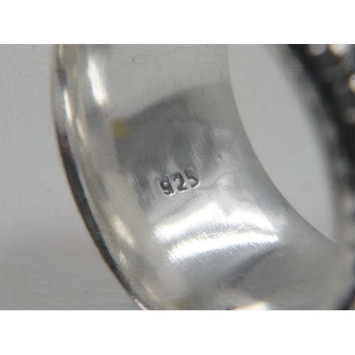 6 - Large 925 silver stone set swivel ring, size V. UK P&P Group 0 (£6+VAT for the first lot and £1+VAT ... 