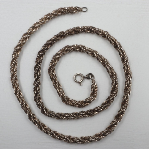 7 - Heavy gauge 925 silver rope-link neck chain, L: 51 cm, 30g. UK P&P Group 0 (£6+VAT for the first lot... 