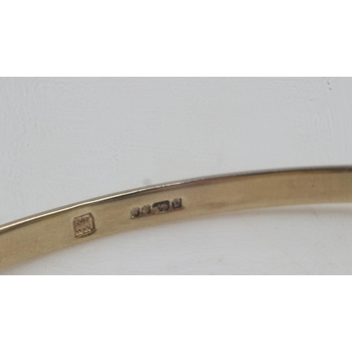 9 - 9ct gold bangle set with a panel of Blue John, 60 x 50mm, 12.3g. UK P&P Group 0 (£6+VAT for the firs... 