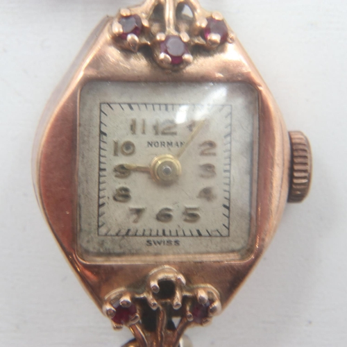 53 - 14ct gold ladies Norman wristwatch, 1.0g. UK P&P Group 1 (£16+VAT for the first lot and £2+VAT for s... 