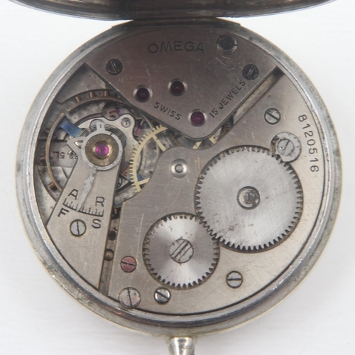 55 - OMEGA: 1934 Silver plated pocket watch, 15 jewels, marked 8976362, 8120518, D: 40 mm, 52g. UK P&P Gr... 