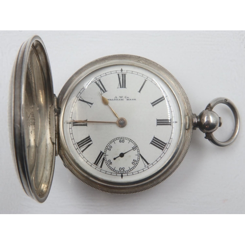 56 - WALTHAM MASS: 1876 silver pocket watch, 7 jewels, serial number. 2285520, D: 45mm, 99g. UK P&P Group... 