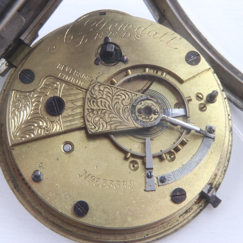 58 - A.YEDDALL: silver pocket watch, marked 35059, D: 52 mm, 157g, broken glass to bottom of watch ( 6'oc... 