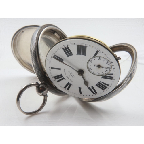 58 - A.YEDDALL: silver pocket watch, marked 35059, D: 52 mm, 157g, broken glass to bottom of watch ( 6'oc... 