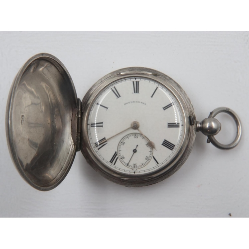 59 - ROTHERHAMS: silver plated pocket watch, D: 50mm, 110g, glass is loose. UK P&P Group 1 (£16+VAT for t... 