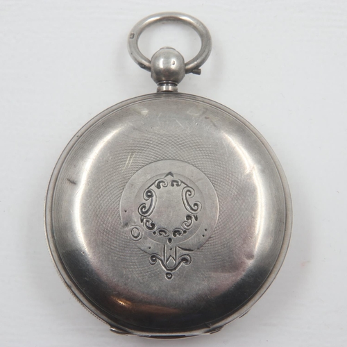 59 - ROTHERHAMS: silver plated pocket watch, D: 50mm, 110g, glass is loose. UK P&P Group 1 (£16+VAT for t... 