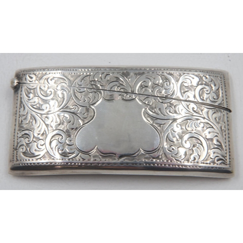 67 - Hallmarked silver card case with engraved decoration, maker S&BM, Birmingham assay, 32g. UK P&P Grou... 