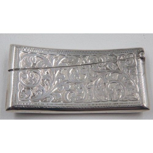 67 - Hallmarked silver card case with engraved decoration, maker S&BM, Birmingham assay, 32g. UK P&P Grou... 