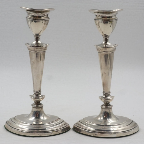 71 - Pair of hallmarked silver candlesticks, weighted, Sheffield assay, H: 18 cm.UK P&P Group 1 (£16+VAT ... 