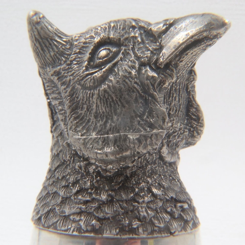 72 - Pheasant polished pewter stirrup cup, H: 12 cm. UK P&P Group 1 (£16+VAT for the first lot and £2+VAT... 