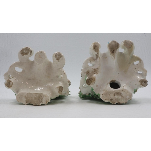 163 - Pair of Derby figures with bocage, H: 19 cm. No damages, cracks or chips. Not available for in-house... 