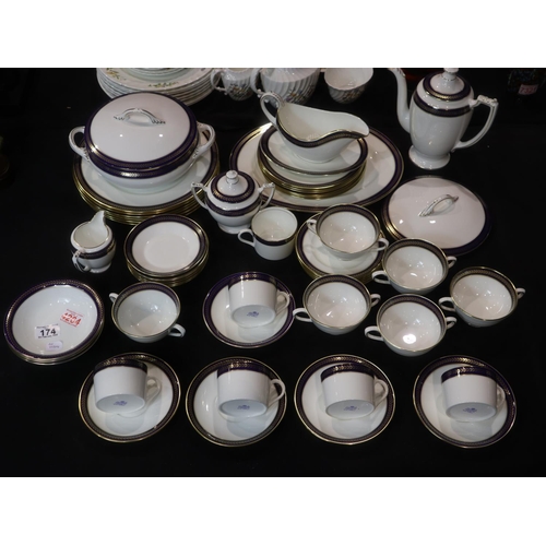 174 - Coalport dinner and coffee service of fifty three pieces in the Bluewheat pattern. Not available for... 