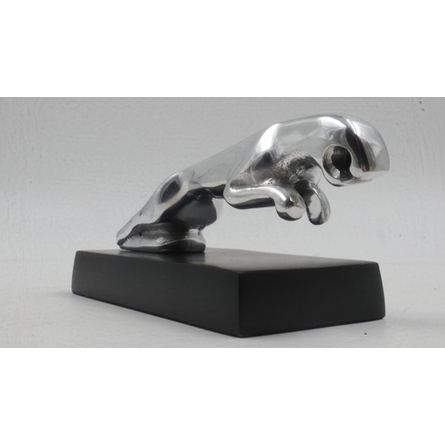 208 - Small chrome Jaguar car mascot on base, L: 14 cm. UK P&P Group 1 (£16+VAT for the first lot and £2+V... 