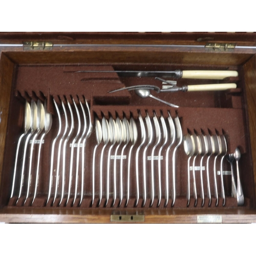 211 - Mappin & Webb canteen of silver plated cutlery, oak cased with plaque dating to 1923. Not available ... 