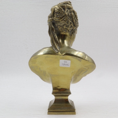 214 - Cast brass bust of a lady. UK P&P Group 2 (£20+VAT for the first lot and £4+VAT for subsequent lots)