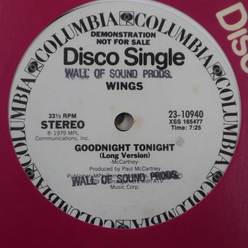 235 - Four promo 12 inch singles, Archie Bell and The Drells, Wings and Racey. UK P&P Group 2 (£20+VAT for... 