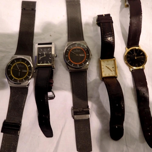 1100 - Gents wristwatches, including two Skagen examples. UK P&P Group 1 (£16+VAT for the first lot and £2+... 