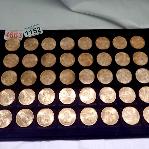 1152 - Forty uncirculated pre decimal pennies. UK P&P Group 1 (£16+VAT for the first lot and £2+VAT for sub... 