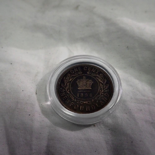 1155 - 1896 Newfoundland cent of Queen Victoria. UK P&P Group 0 (£6+VAT for the first lot and £1+VAT for su... 