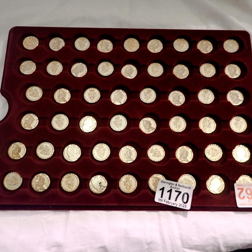 1170 - Fifty two George iii gambling tokens. UK P&P Group 1 (£16+VAT for the first lot and £2+VAT for subse... 