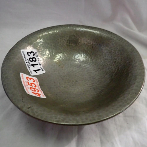 1183 - Hammered Tudric pewter bowl, shape 01354, D: 17 cm. UK P&P Group 1 (£16+VAT for the first lot and £2... 