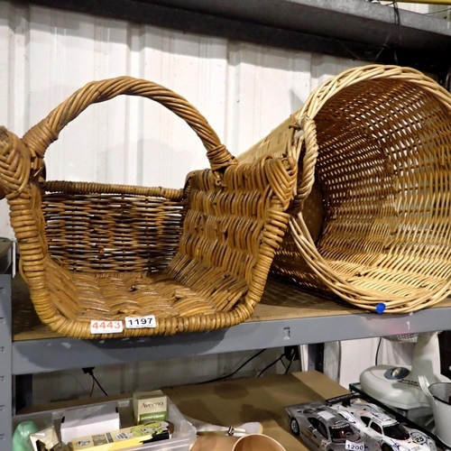 1197 - Two mixed sized wicker baskets. Not available for in-house P&P