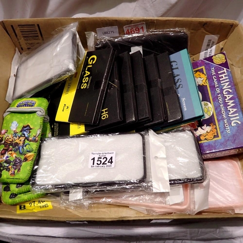 1524 - Mixed lot of sealed phone cases and screen protectors. Not available for in-house P&P