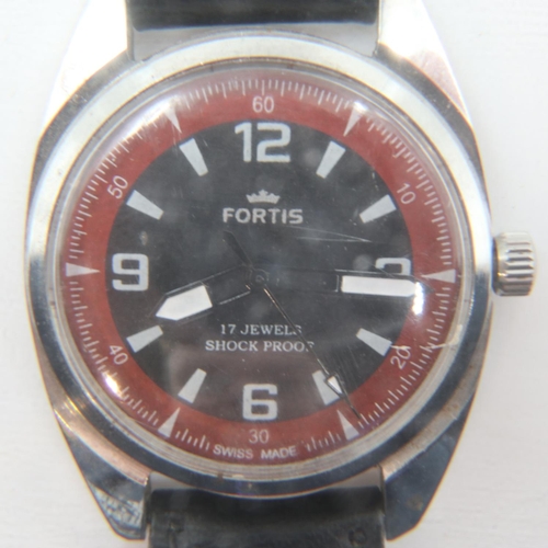 63 - Fortis 17 Jewels shock proof wristwatch, with leather strap. UK P&P Group 1 (£16+VAT for the first l... 