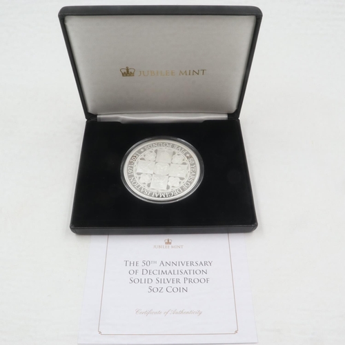 2001 - 2021 silver proof 5oz commemorative: Decimalisation 50th anniversary. UK P&P Group 1 (£16+VAT for th... 