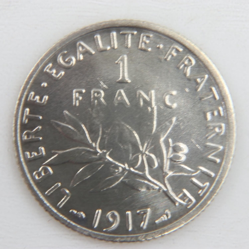 2014 - 1917 silver Franc of France - VF.  UK P&P Group 0 (£6+VAT for the first lot and £1+VAT for subsequen... 