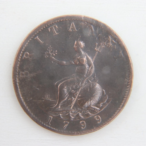 2018 - 1799 half penny of George III - EF.  UK P&P Group 0 (£6+VAT for the first lot and £1+VAT for subsequ... 