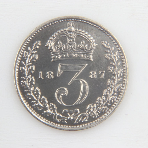 2019 - 1887 silver threepence of queen Victoria - EF.  UK P&P Group 0 (£6+VAT for the first lot and £1+VAT ... 