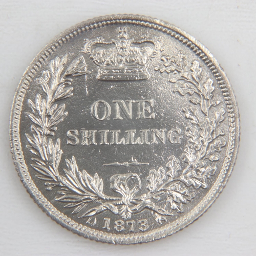 2026 - 1873 die 2 silver shilling of queen Victoria - VF.  UK P&P Group 0 (£6+VAT for the first lot and £1+... 