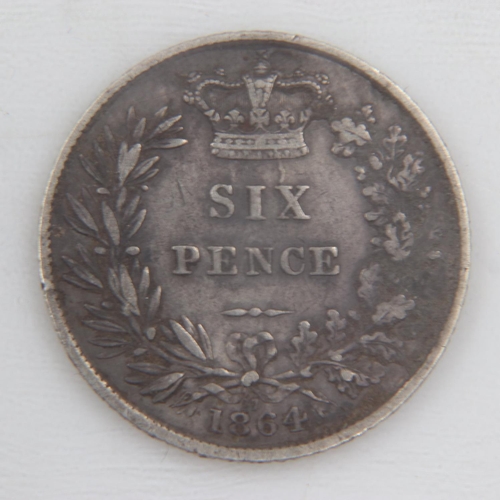 2031 - 1864 silver sixpence of queen Victoria - nVF.  UK P&P Group 0 (£6+VAT for the first lot and £1+VAT f... 