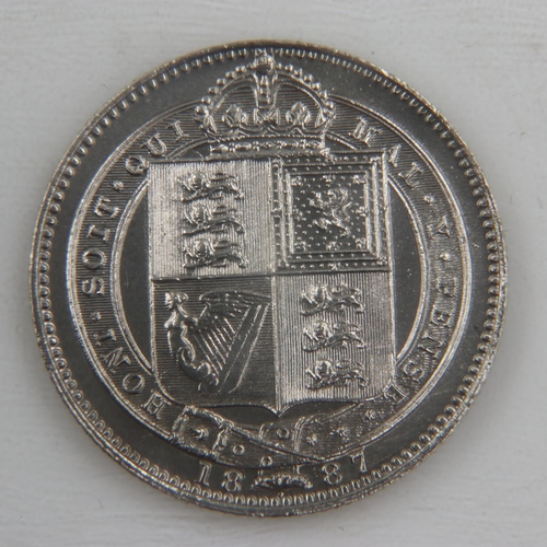 2036 - 1887 silver shilling of queen Victoria - EF.  UK P&P Group 0 (£6+VAT for the first lot and £1+VAT fo... 