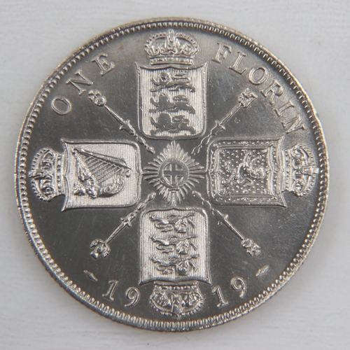 2042 - 1919 silver florin of George V - aEF.  UK P&P Group 0 (£6+VAT for the first lot and £1+VAT for subse... 