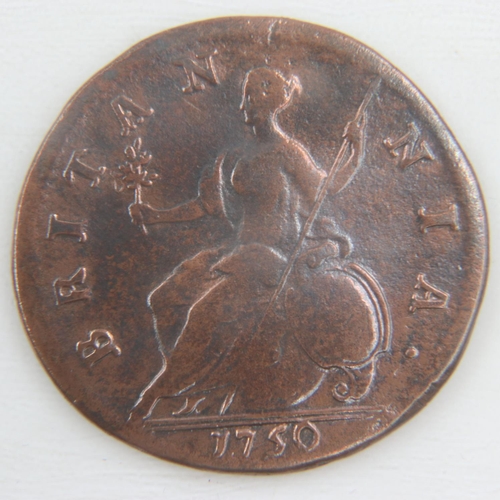 2043 - 1750 halfpenny of George II - aVF. UK P&P Group 0 (£6+VAT for the first lot and £1+VAT for subsequen... 