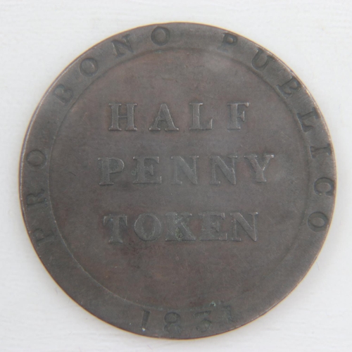 2045 - 1831 - half penny Isle of Man - gVF.  UK P&P Group 0 (£6+VAT for the first lot and £1+VAT for subseq... 