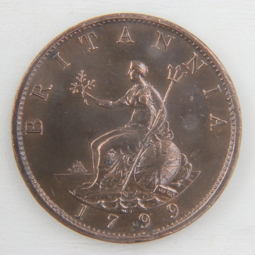 2053 - 1799 half penny of George III - EF.  UK P&P Group 0 (£6+VAT for the first lot and £1+VAT for subsequ... 