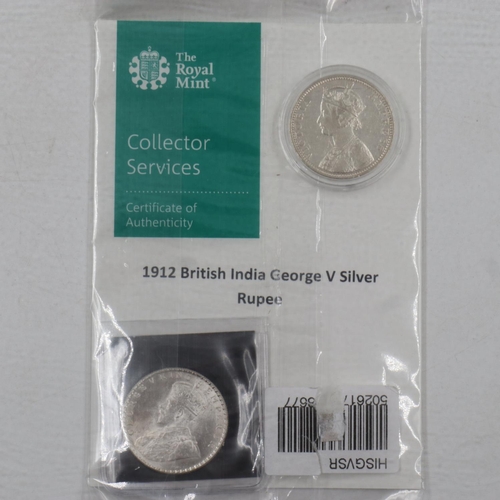 2060 - Two silver rupees, 1901 and 1912. UK P&P Group 1 (£16+VAT for the first lot and £2+VAT for subsequen... 