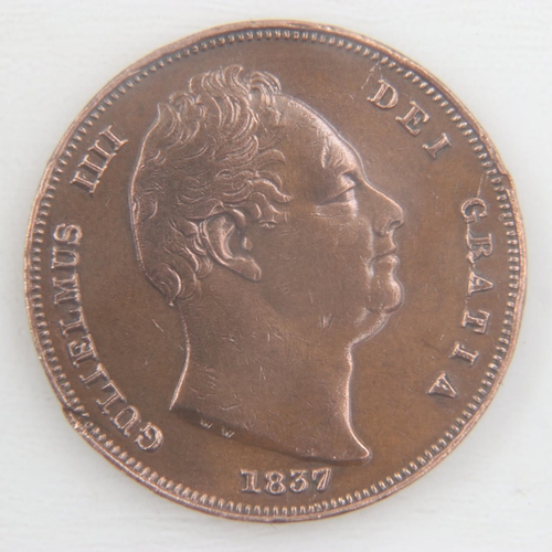 2067 - 1837 farthing of William IV - gVF.  UK P&P Group 0 (£6+VAT for the first lot and £1+VAT for subseque... 