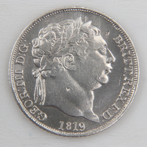 2068 - 1819 silver sixpence of George III - gVF.  UK P&P Group 0 (£6+VAT for the first lot and £1+VAT for s... 