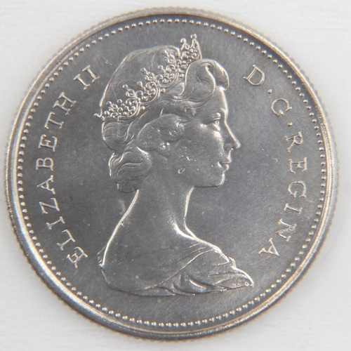 2076 - 1967 silver Lynx Canadian 25 cents.  UK P&P Group 0 (£6+VAT for the first lot and £1+VAT for subsequ... 