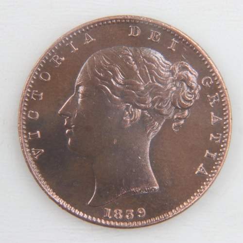 2080 - 1839 farthing of queen Victoria - nEF.  UK P&P Group 0 (£6+VAT for the first lot and £1+VAT for subs... 